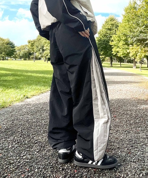 パンツ サイドジップ切り替えナイロンパンツ / セットアップ着用可