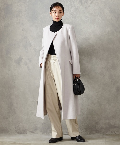 AIMER（エメ） ノーカラーコート コート アルパカシャギーウールフレア