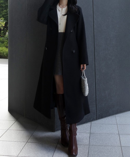 JUNOAH（ジュノア） コート アウター 2wayカラーベルト付きフレア