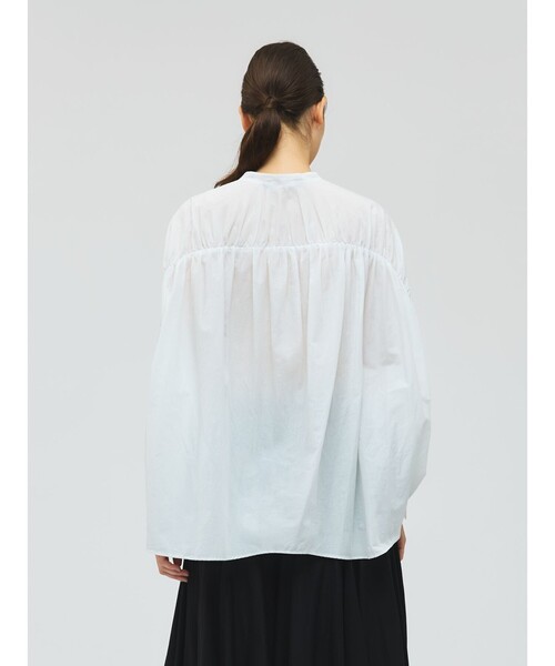 mizuiroind（ミズイロインド） ブラウス シャツ バックギャザーワイド