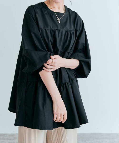 ブラウス シャツ 3way バック ティアード チュニック レディース