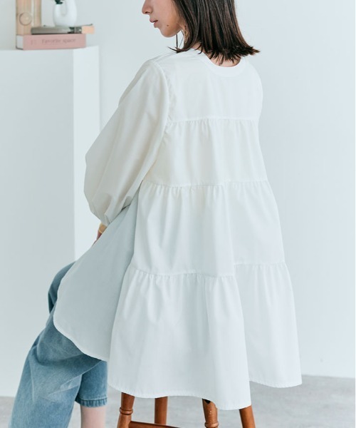 ブラウス シャツ 3way バック ティアード チュニック レディース