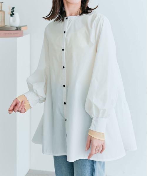 ブラウス シャツ 3way バック ティアード チュニック レディース