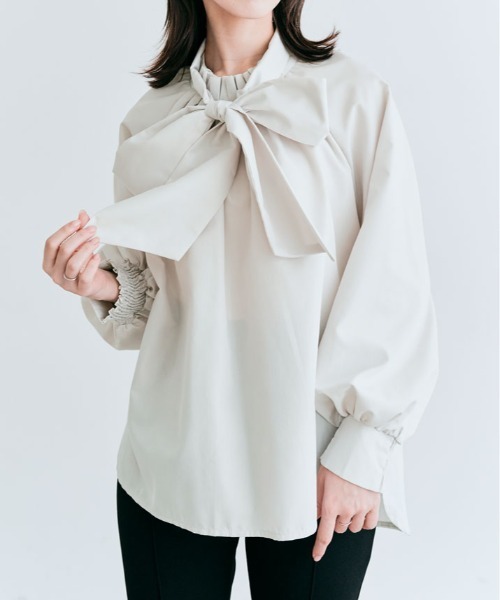 ブラウス シャツ 2way ボウタイ タック レディース : ZOZOTOWN Yahoo