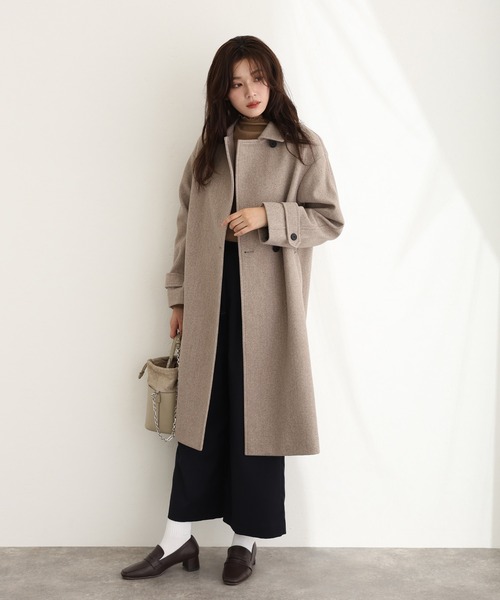 ElegChic ステンカラーコート コート 家で洗えるコート レディース