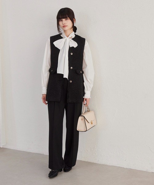 VIS（ビス） ベスト ジレ 「WEB限定」ノーカラーツイードジレ