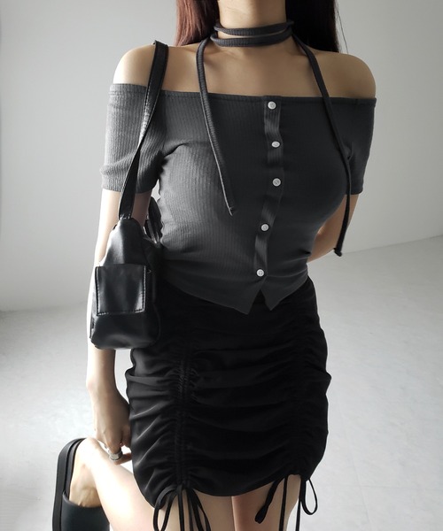 me+em select（ミームセレクト） tシャツ 「 2WAY 」ストラップリボン