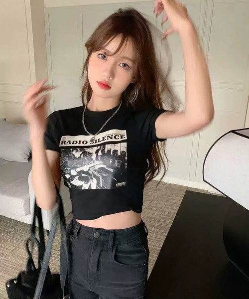 shopnikoniko（ショップにこにこ） tシャツ チビT 半袖 ショート丈