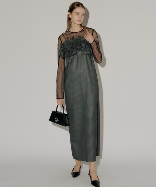 LE'RURE ドレス Wavy frill bustier stripe dress : ZOZOTOWN Yahoo!店