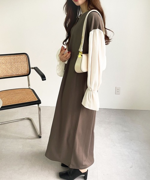 GeeRA（ジーラ） ワンピース 袖ドッキングキャンディースリーブ