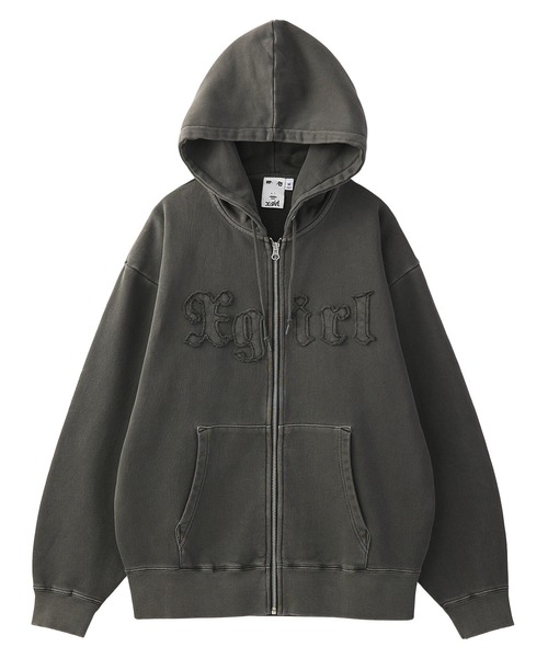 X-girl（エックスガール） パーカー LOGO PATCH PIGMENT DYED ZIP UP