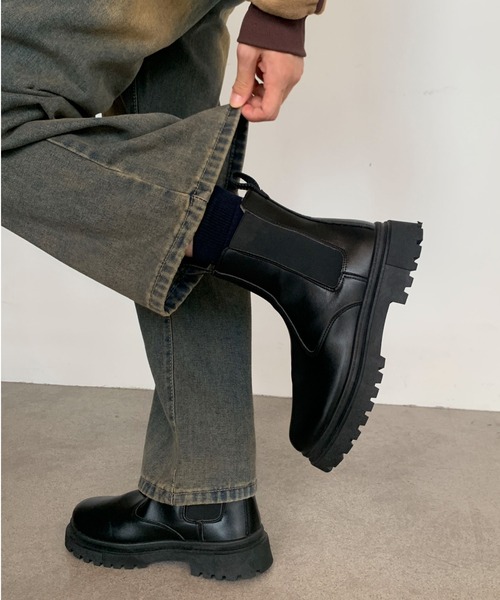 link lot ブーツ サイドゴア厚底ブーツ メンズ レディース : ZOZOTOWN