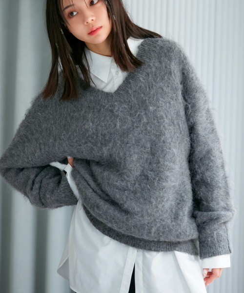 VIS（ビス） ニット セーター 「前後2WAY」毛混トゥンカロンニット