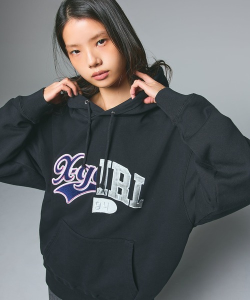 X-girl（エックスガール） パーカー MIX COLLEGE LOGO SWEAT HOODIE