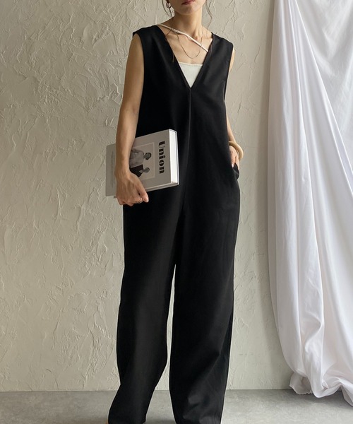 She's Closet サロペット オーバーオール 深Vネックノースリーブ