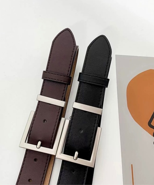 CELENA BEATS ベルト スクエアバックル太幅レザーボリュームベルト