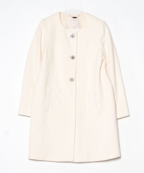 LAISSE PASSE（レッセパッセ） ノーカラーコート 38 ホワイト