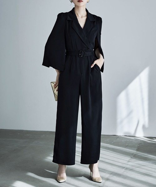 etoll.（エトル） パンツドレス スリットスリーブオールインワンパンツ