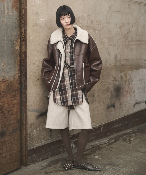 AIC. ムートンコート ボアコート 2wayフェイクレザームートン