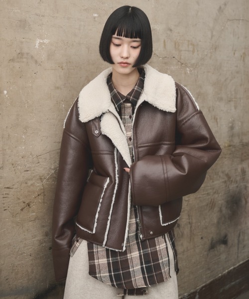 AIC. ムートンコート ボアコート 2wayフェイクレザームートン