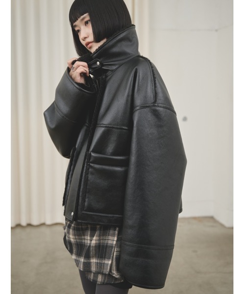 AIC. ムートンコート ボアコート 2wayフェイクレザームートン