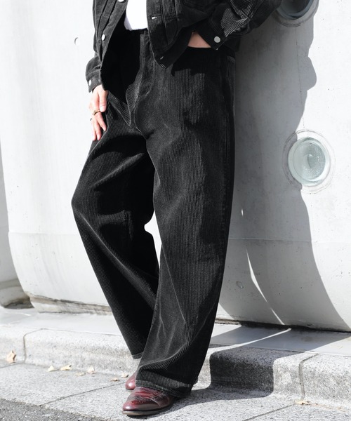 NAKER パンツ ワイドストレートコーデュロイパンツ メンズ レディース