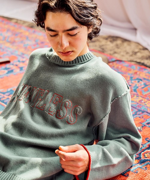 niko and…（ニコアンド） セーター ニット 刺繍ロゴニットプルオーバー