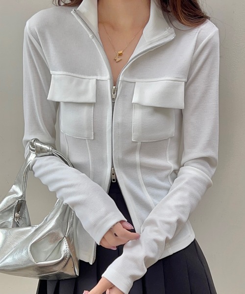 LADY LIKE（レディライク） tシャツ 胸ポケット付きダブルジッププチ