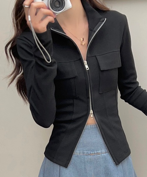 LADY LIKE（レディライク） tシャツ 胸ポケット付きダブルジッププチ