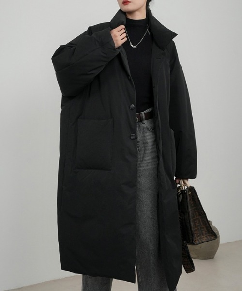 ダウンコート ダウンジャケット オーバーサイズ スタンドカラー エコ