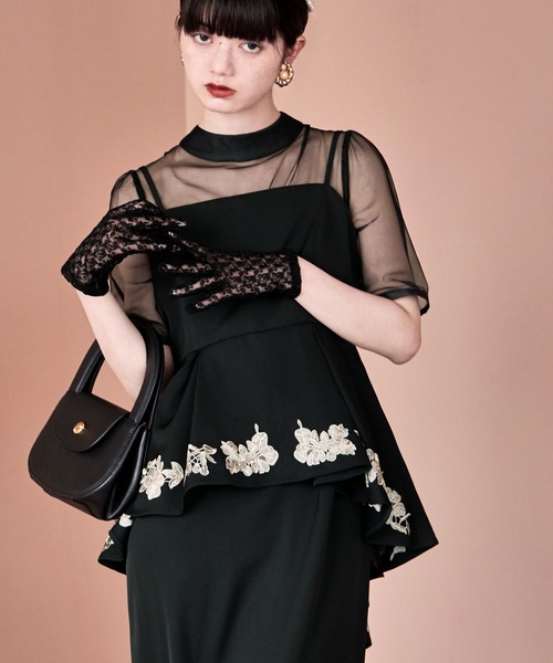 etoll.（エトル） ドレス 刺繍ペプラムビスチェ＆Iラインドレス