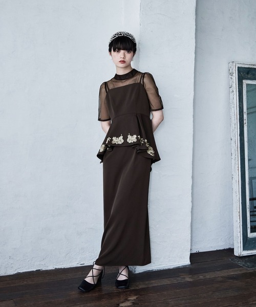 etoll.（エトル） ドレス 刺繍ペプラムビスチェ＆Iラインドレス