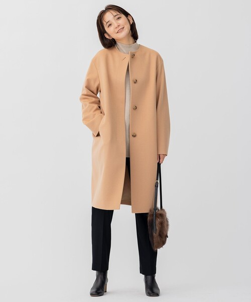 23区（ニジュウサンク） ノーカラーコート コート ウールカシミヤ