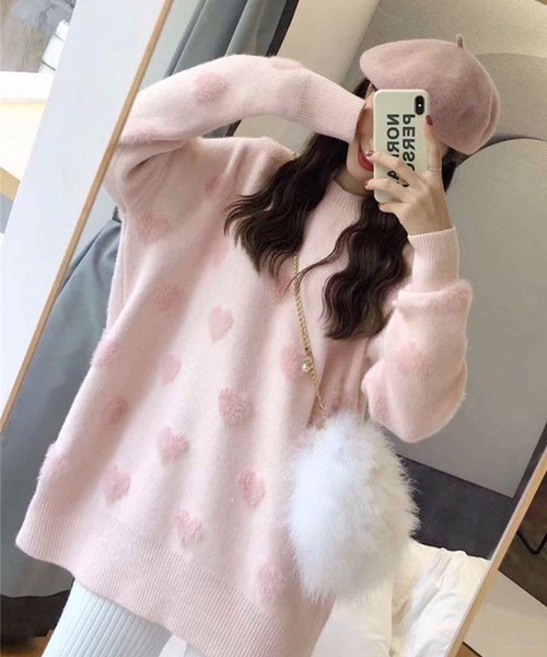 ニット セーター ハート柄ニットセーター レディース : ZOZOTOWN Yahoo