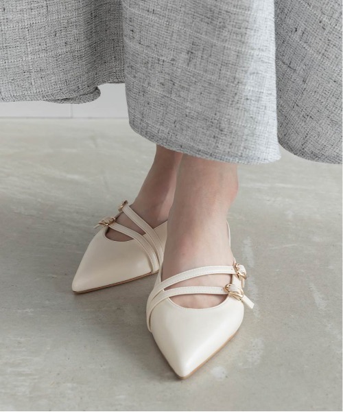 RANDA（ランダ） パンプス ダブルストラップポインテッドトゥミュール