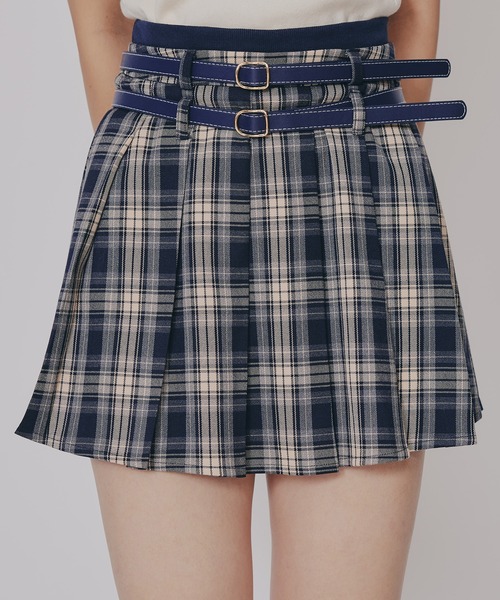 REDYAZEL（レディアゼル） スカート ダブルベルトチェックプリーツミニ