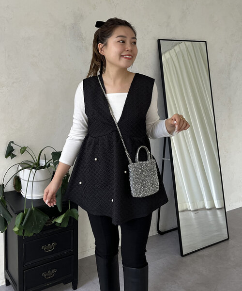 prose verse（プロズヴェール） ベスト ジレ 「MOMO」深Vネックパール