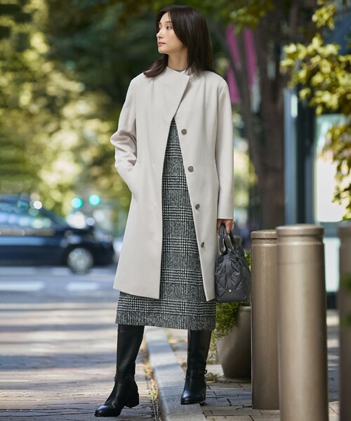 スカート ウールシルクツイードグレンチェック ジャンパースカート