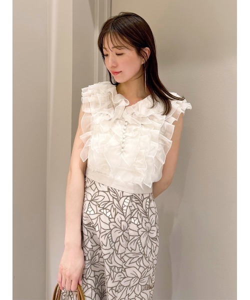 SNIDEL（スナイデル） ブラウス シャツ ノースリフリルブラウス