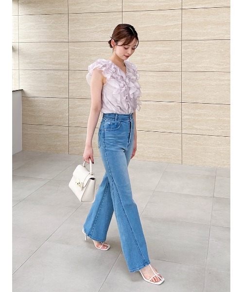 SNIDEL（スナイデル） ブラウス シャツ ノースリフリルブラウス