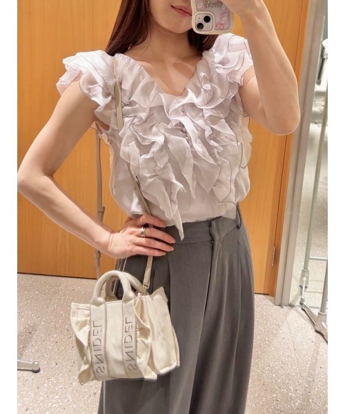 SNIDEL（スナイデル） ブラウス シャツ ノースリフリルブラウス