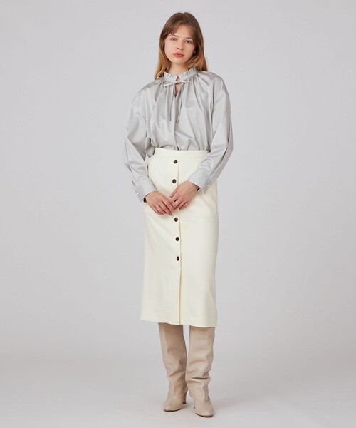 Ballsey（ボールジィ） ブラウス シャツ ハイカウントサテン ネック