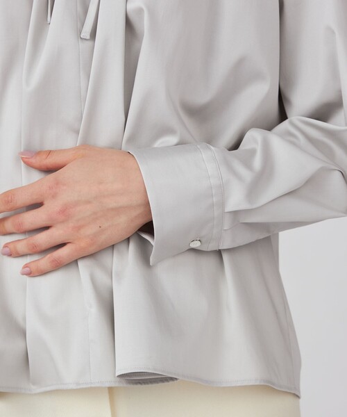 Ballsey（ボールジィ） ブラウス シャツ ハイカウントサテン ネック