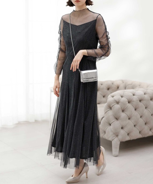 GeeRA（ジーラ） ドレス ラメチュールシアーワンピース パーティー