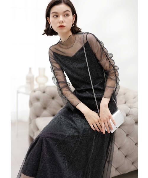 GeeRA（ジーラ） ドレス ラメチュールシアーワンピース パーティー