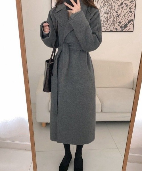 Diosfront コート チェスターコート ベルト付きニットメルトンロング
