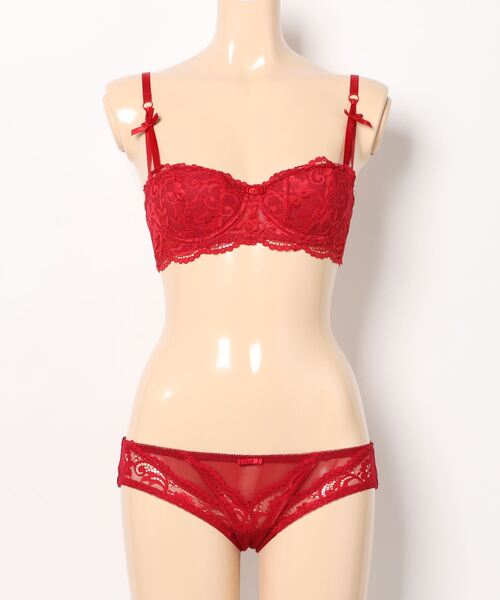 c.u.l ブラジャー ショーツセット フラワーレース ハーフカップ ブラ