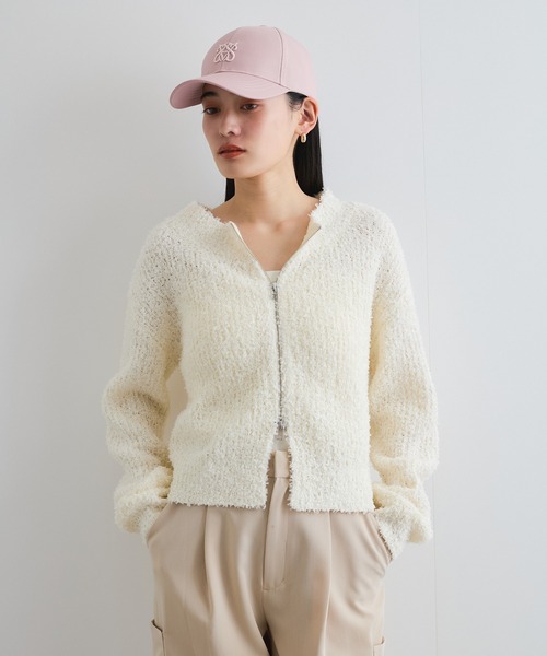 VIS（ビス） カーディガン リボンヤーンジップリブネックカーディガン