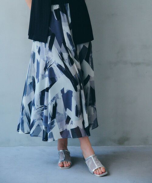 スカート Ray BEAMS / プリント フリンジ マーメイド スカート レディース