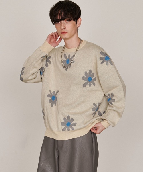 Revo. セーター ニット 小花柄 フラワーモチーフ ダブルジャガード